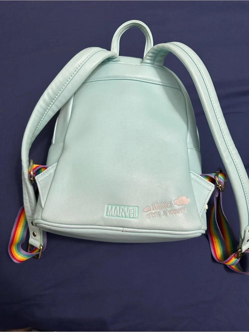 Loungefly Light Blue Rainbow Unicorn Deadpool Kids Backpack